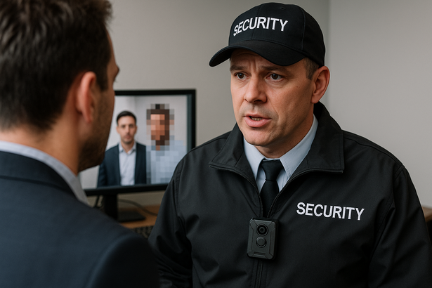 Biztonsági őr testkamerát visel 